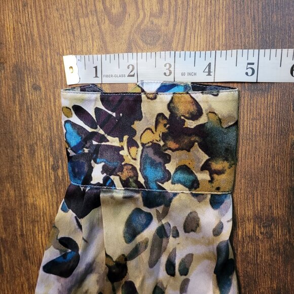 Etcetera Silk Top Size 12 Button Front Botanical Long Sleeve Multi Color - Picture 9 of 9